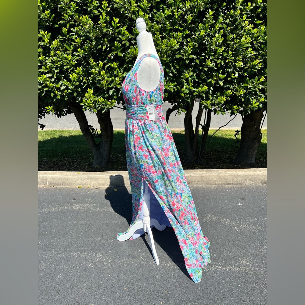 AIDAN BY AIDAN MATTOX Pleated Chiffon Print Dress NWT - Picture 5 of 12